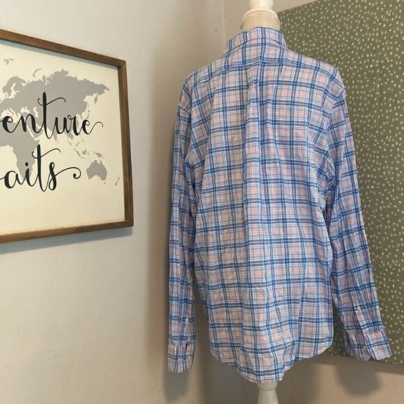 Vineyard Vines Blue & Pink Plaid Slim Fit Tucker Shirt Size XL - Picture 5 of 7